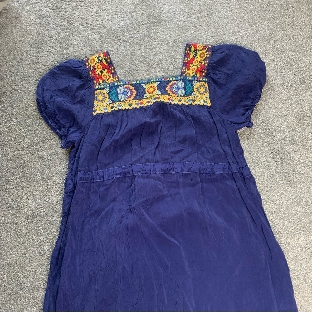 Johnny Was embroidered cap sleeve cinched waist mini dress - Picture 7 of 10